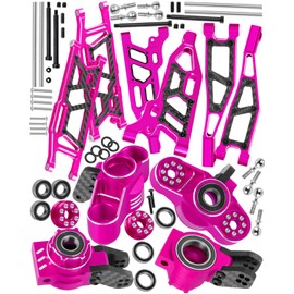 hopsupRC Upgrades for 1/8 Kraton/Notorious/Outcast 6S BLX,1/7 Big Rock 6S BLX,Aluminum Front Rear Suspension Arms & Front Steering Block Knuckles & C-Hubs Caster Blocks & Rear Hubs Hops Up,Pink
