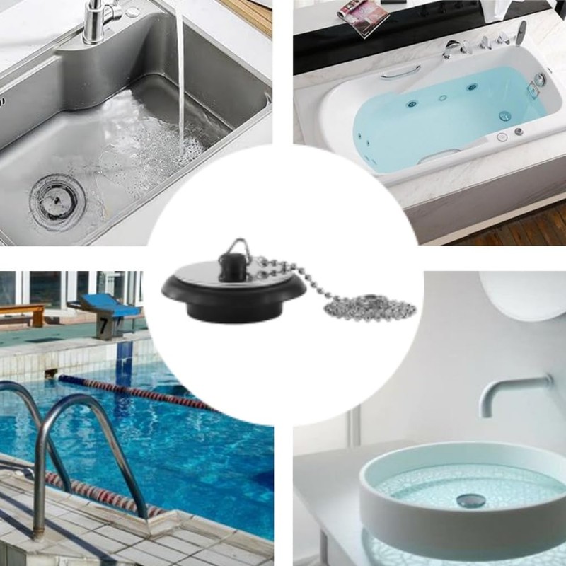 Loopunk Bath Stopper, Rubber Water Stopper, Bathroom Tub Drain Stopper,