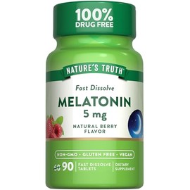 Nature's Truth Tabletas de disolución rápida de melatonina de 5 mg | 90 unidades | Sabor natural de bayas | Suplemento vegano, sin OMG y sin gluten