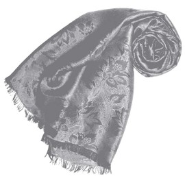 Lorenzo Cana High-End Luxury Scarf - elegant woven scarf in damask weave with floral paisley pattern in viscose with silk 55 cm x 190 cm - 55 x 190 cm