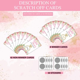 Bridal Shower Scratch Off Game Cards - Glitter Diamond Ring - Blush Pink Floral Wedding Shower Ideas - Bride Shower Party Activities & Supplies - Bachelorette Party Decoration - 50 Pack(12)