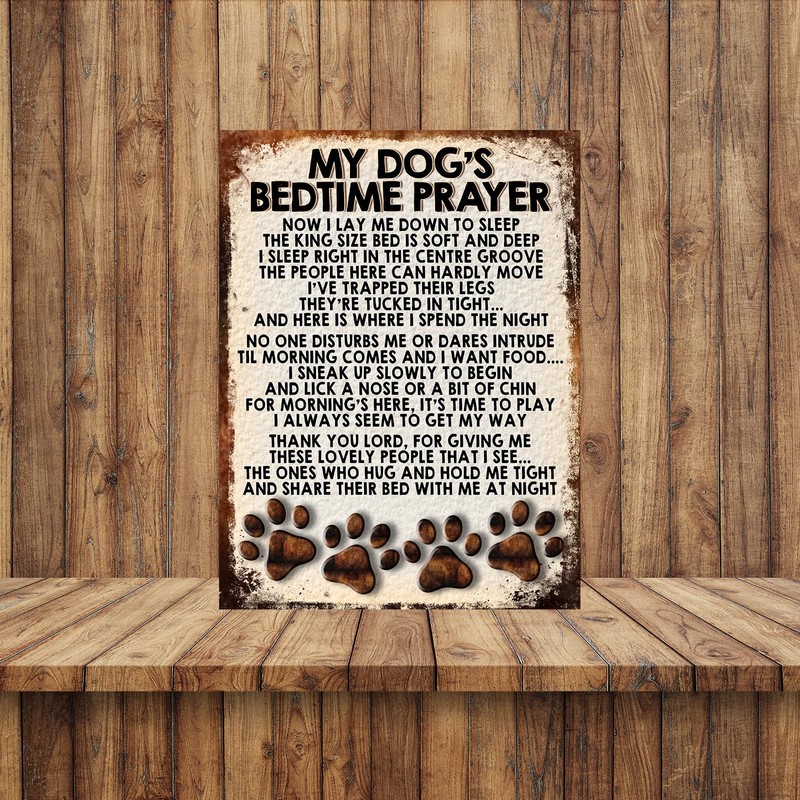 Shawprint MY DOG'S BEDTIME PRAYER RETRO STYLE METAL TIN SIGN/PLAQUE