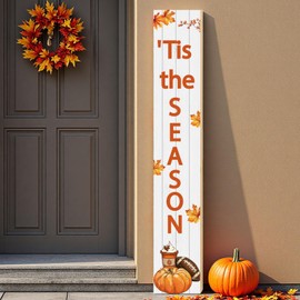 Fall Outdoor Decor Fall Porch Decor Wooden Pumpkins Football Decorations for Home Autumn Outside Thanksgiving Welcome Sign for Front Door 46.8 Inch