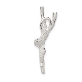 Solid 925 Sterling Silver Men's Diamond-Cut Deer Head Pendant Charm - 33mm x 27mm
