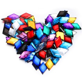 Tondiamo 100 Pcs Flat Back Diamond Acrylic Crystal Rhinestones Plastic Gems for Bedazzling Acrylic Jewels for Jewelry Making Costume Cosplay Embellishments, 0.43 x 0.71 Inch