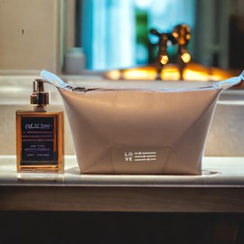 Toiletry Bag, Travel Makeup Case, Cosmetic Organizer, Women and Girls, Brown Love, Leatherette