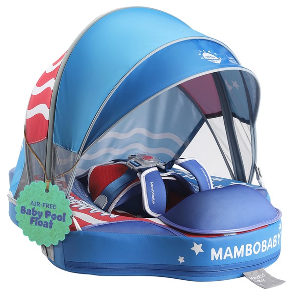 MAMBOBABYFLOAT Sunny Navigator Baby Pool Float with Canopy — Safe,