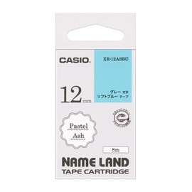 Casio Label Writer Nameland Pastel Ash Tape 12mm XR-12ASBU Soft Blue with Gray Letters