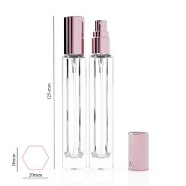 seafulee 5Pcs 10ML Glass Perfume Bottle Set With Dispenser Tool, Portable Perfume Travel Refillable, Mini Empty Atomizer Sprayer for Cologne Travel Perfume Fragrance Container (Pink Cap 5PCS)