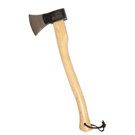 Prandi Axes German C45 Forged Carbon Steel Hatchet - Hickory Handle with Leather String - Ideal for Firewood, Splitting, and Chopping - 23.62" L x 7.36" W, 1000g Head 3.011.10.TH - No Sheath