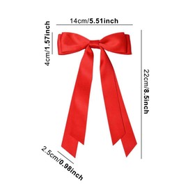 MAYOKIAAR Hair Bows for Girls – 2PCS Red and Black Long Tail Ribbon Clips, Velvet Bowknot Barrettes with Alligator Clip, Red Bows for Hair Accessories for Women and Girls