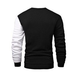 GORGLITTER Men's Casual Crewneck Sweatshirt Color Block Fleece Pullover Sweatshirt Black and White X-Large