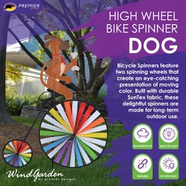High Wheel Bike Spinner Dog – Charming Canine Design, Weather-Resistant Outdoor Decor, Durable & Lightweight for Patios, Yards, and Gardens - Eye-Catching Wind Spinner with Rotating Wheels