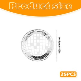 AKSIQIOL 25 Count Silver Glitter Disco Ball Plates,7" Shimmer Party Tableware for Disco Theme, Wedding Receptions, Birthday & Bachelorette Parties,70s Retro Decorative Dinner Plates