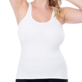 Women's Sleeveless Body Shaping Vest Seamless Compression Camisole Shaping Tops Tummy Control Tank Tops Bodysuits (White, XL)