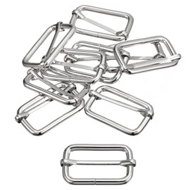 sourcing map Slides Buckles, 10pcs 50x20x3.8mm Metal Rectangle Adjuster Triglides Slide Buckle Roller Pin Buckles Slider Strap Adjuster for Belt Bags DIY Accessories, Silver Tone
