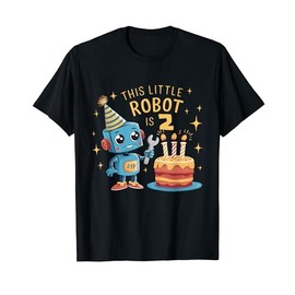 2nd Birthday Boys 2 Year Old Robotics Robot Science B-day T-Shirt