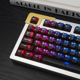 Transparent Black keycaps 60 75 Percent, Custom Backlit Shine Through Keyboard Key caps, Cherry Profile Keycaps for MX Switches Mechanical Keyboard(151keys)