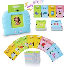 Talking Flash Cards Learning Toys for Toddlers 1-6 Year Old,British English, 384 Words, Audible Educational Toys, Preschool Learning Resource Electronic Interactive Toy Birthday Gifts for Kids-Blue