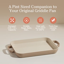 Our Place Our Place Mini Griddle Pan C 1.9L Nonstick Ceramic Sheet Pan & Stovetop Griddle with Handles | Toxin-Free Cast Aluminum | Oven Safe up to 232C | Compatible with All Cooktops | Steam