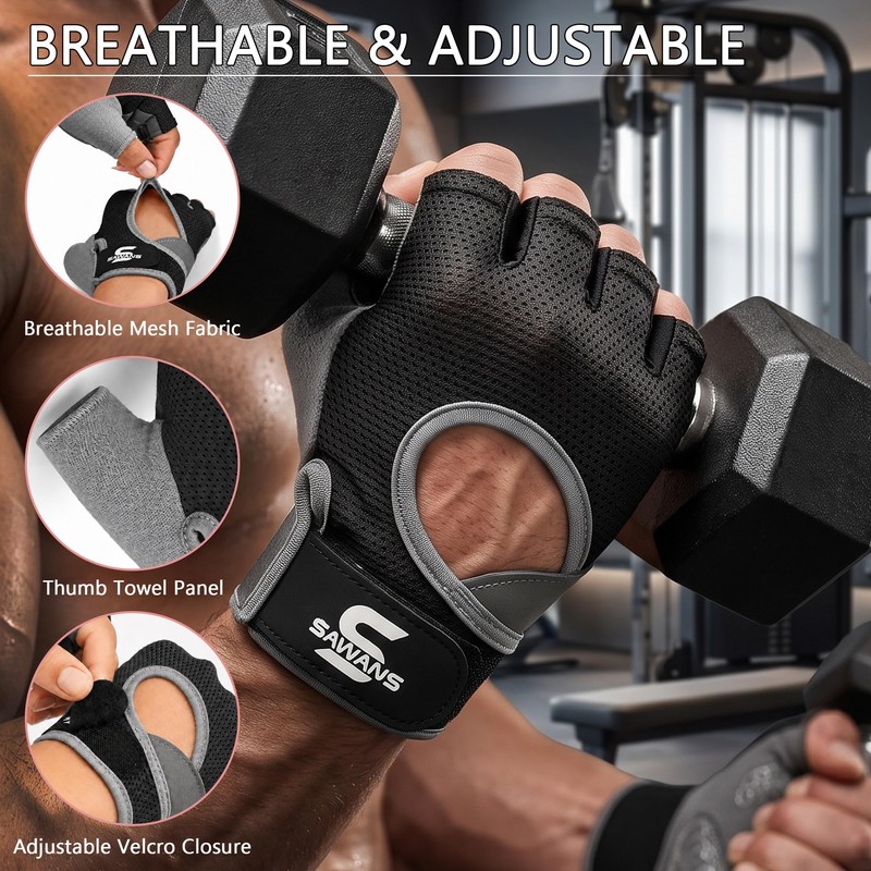 SAWANS Weight Lifting Gloves for Men & Women, Padded Gym