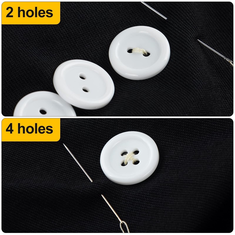 404 Pcs Buttons, Round White Buttons, 2 Hole and 4