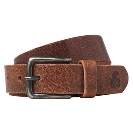 JACK & JONES Jacian Men's Leather Belt, Cognac