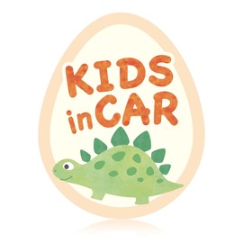 SAFETY MANIA KIDS IN CAR Car Sticker for Kids Riding Baby Baby Ride on Car Dinosaur (Green (Stegosaurus), Kids)
