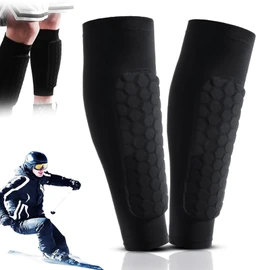 Ski Shin Guards Pads, Calf Compression Sleeve with Honeycomb Pads for Boys Teenagers and Adults, Soccer Shin Pads with Superior Impact Absorption, Lightweight Breathable