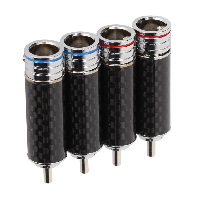 4Pcs RCA Sound Plug Carbon Fiber Chrome 8mm Wire Diameter