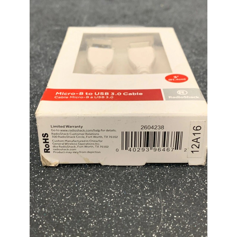 Radio Shack Micro USB 3.0 Cable High Speed Data SYNC
