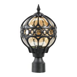 Zanritelit Outdoor Post Light Fixtures for Driveway Yard Patio Garden, Waterproof Exterior Pole Lamp, Outside Lawn Lighting, Aluminum House Outdoor Floor Light (Black, 15.8"(H)-1 Pack)