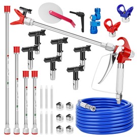 22 Pcs Airless Paint Sprayer Gun Kit for House Painting, Airless Spray Gun with 6 Reversible Spray Tips, 6 Filters,4 Extension Rod,High-Pressure Hose,2 Tip Guard and Guide Accessory Tool