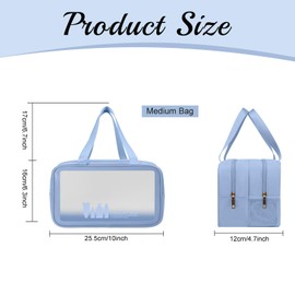 Travel Toiletry Bag MAANGE Toiletry Bag for Women Men Translucent Wet and Dry Separation Makeup Cosmetic Bag Travel Organizer Wash Bag for Accessories,Toiletries(Blue)