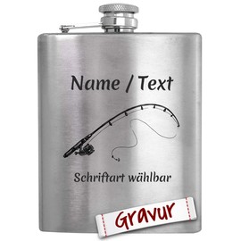 Fishing Gift Hip Flask with Engraving, Angler Gifts for Men, Gift Idea Men, Dad and Grandpa for Birthday, Retirement, Father's Day