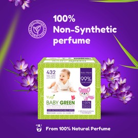 Yugi Green Biodegradable Baby Wipes Organic Natural essential oils – plant-based, compostable 99% Pure Water Moist Newborn Diaper Wipes, Wet Wipe for Sensitive Skin, Plastic FREE (72 Count (Pack of 6))