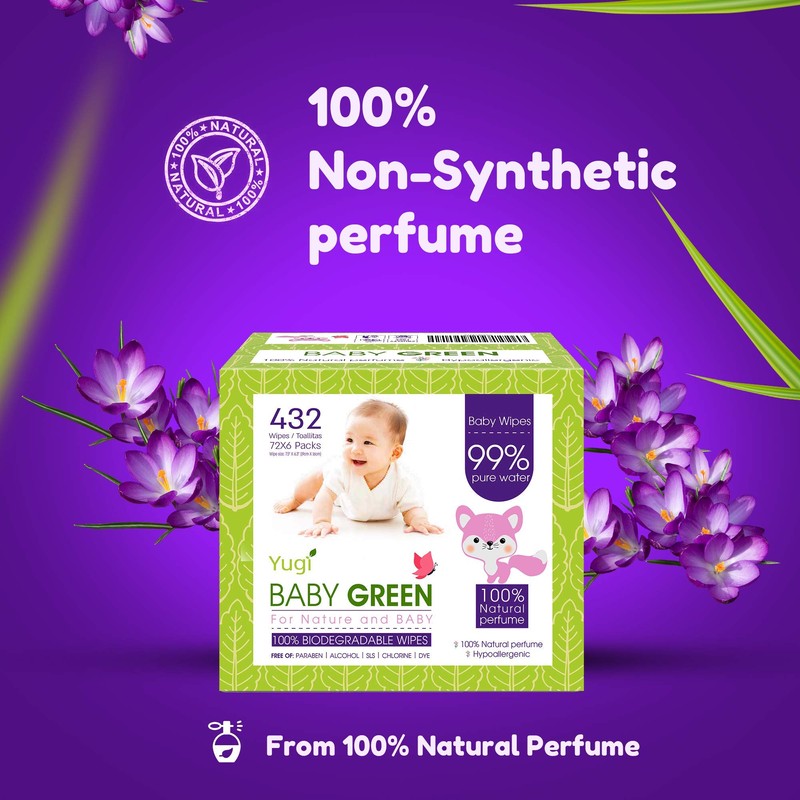 Yugi Green Biodegradable Baby Wipes Organic Natural essential oils –