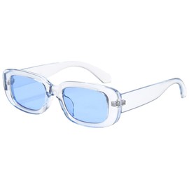 Dollger Rectangle Sunglasses for Women Men Trendy Retro Blue Sunglasses UV 400 Protection Square Frame