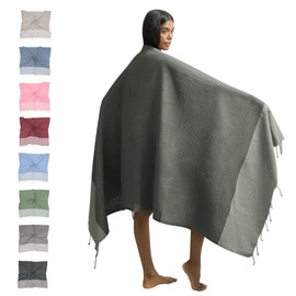 furora HOLIDAY Beach Towel Beach Towel 100 x 200 cm, 100% Recycled Tree Wool: Soft, Compact, Long | Fouta Peshtemal Beach Towel - for Men and Women | Hammam Towel Bath Towel Beach Towels (Dark Green