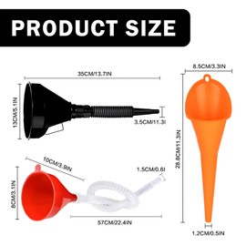 CHEUNGHAO 6-Piece Funnel Set, Filling Funnel Set, Right-Angled Flexible Plastic Funnel with Hose and Strainer for Oil Changes, Funnel for Vehicles, Cars, Workshops, and Household Use