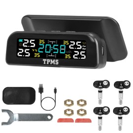 Edge by Body Code Wireless Solar Car Tire Pressure Monitoring System, Auto Tire Pressure Monitor with Built-In Sensors & Temperature Alarm for Car, SUV, RV