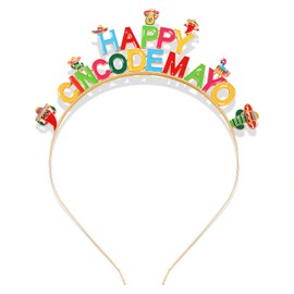 HSWE Cinco De Mayo Headbands Mexican Fiesta Hairband Sombrero Chili Cactus Piñata Hair Hoop Mexican Theme Party Decoration Colorful