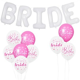 Bride Balloons Set - 40inch, White | Bride Balloons for Bachelorette Party Decorations | Wedding Party | Engagement Party | Bridal Photo Booth