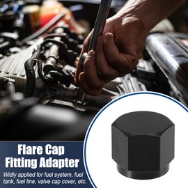 ACROPIX AN6 Universal Female Flare Cap Port Plug Block Off Fitting Nut Adapter with O-ring Black - Pack of 4