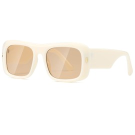 kimorn Sunglasses for Women Men Trendy Retro Fashion Sun Glasses 90’s Vintage Y2K Oversize Square Frame Shades K1337 (Off-white Brown)