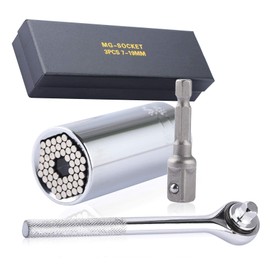 NACHEE Universal Socket Wrench, Aluminum, Chrome Molybdenum Steel, 3/8-Inch