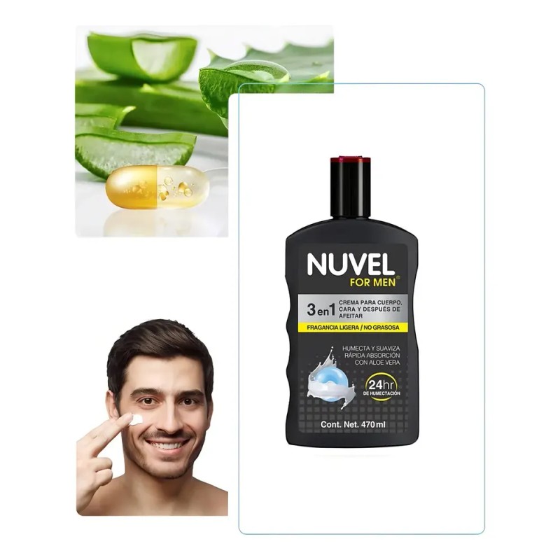 Nuvel For Men Crema Corporal Humectante con Aloe para Hombre
