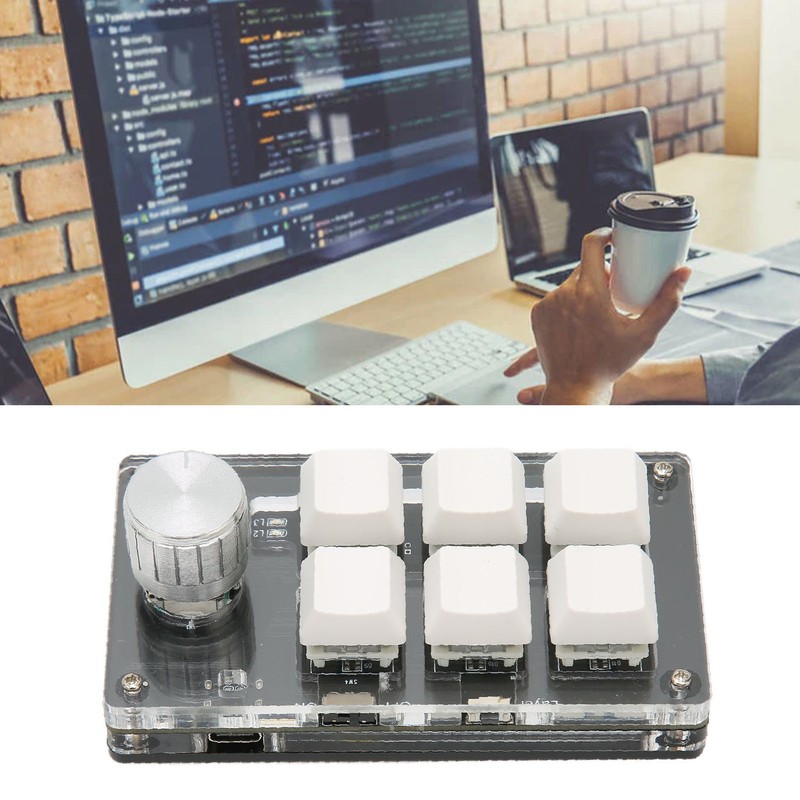 6 Key Mini Keypad with Knob Blue Switch Wired USB