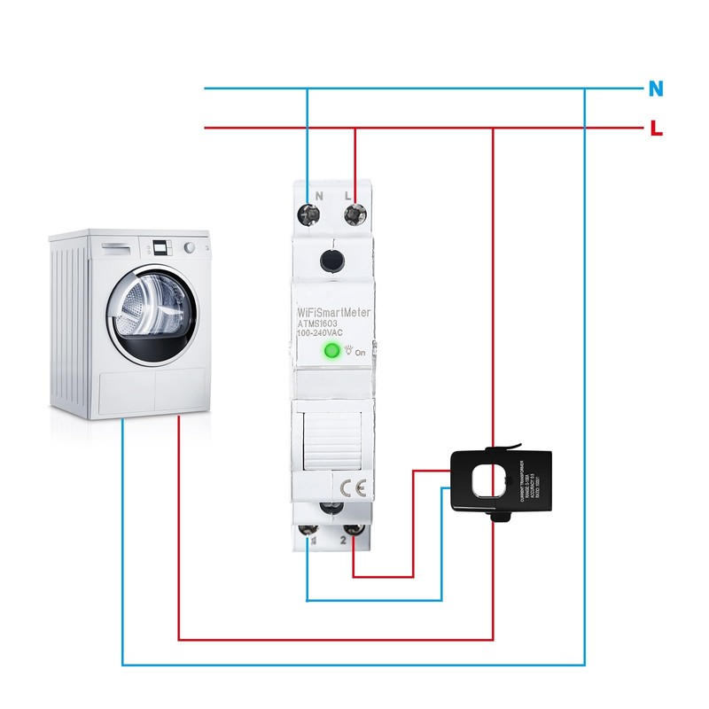 DEWIN ATMS1603 WiFi Intelligent Energy Meter with DIN Rail, DIN