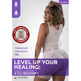 Snatched Body Women's Stage 2 Faja Colombians with Bra Shapewear-Body Suits BBL Post Surgery Compression Garment-Best - Tummy Control, Butt Lifting, Liposuction & Reductoras Moldeadoras-Black 2XS